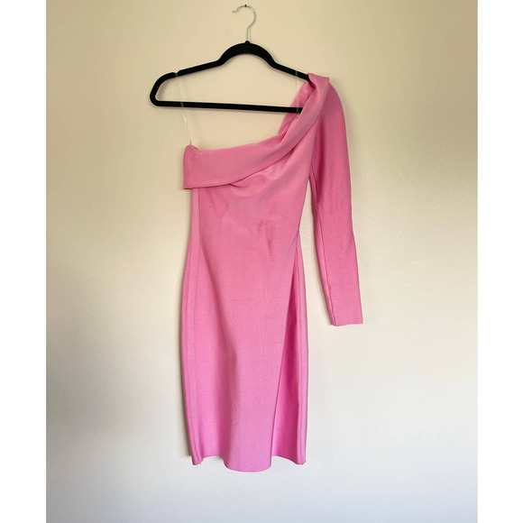House of CB Nadine PINK BANDAGE ONE SHOULDER DRESS - Picture 2 of 5